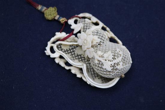 A Chinese 19th century carved ivory pomander